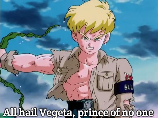 General Blue | All hail Vegeta, prince of no one | image tagged in general blue,slavic,vegeta | made w/ Imgflip meme maker