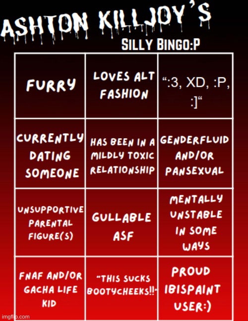 I made y'all a bingo:) | image tagged in ashton's bingox3 | made w/ Imgflip meme maker