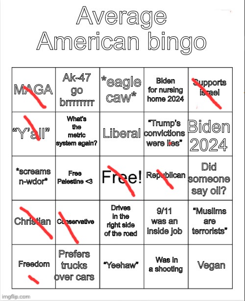 "average" said the European | image tagged in average american bingo | made w/ Imgflip meme maker