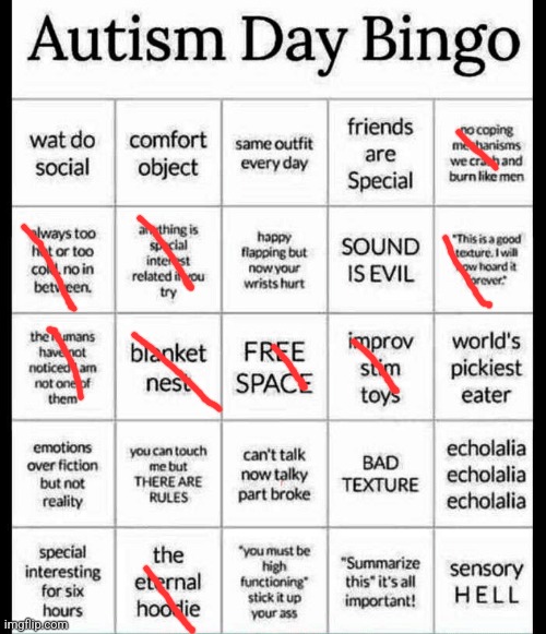 autism bingo | image tagged in autism bingo | made w/ Imgflip meme maker