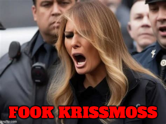 Special message from Melania Trump | FOOK KRISSMOSS | image tagged in special message from melania trump,mary xmess,not 4 more,drop dead,maga merry,you take him hubba | made w/ Imgflip meme maker