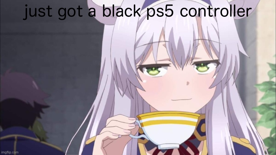 Anime girl sipping tea | just got a black ps5 controller | image tagged in anime girl sipping tea | made w/ Imgflip meme maker