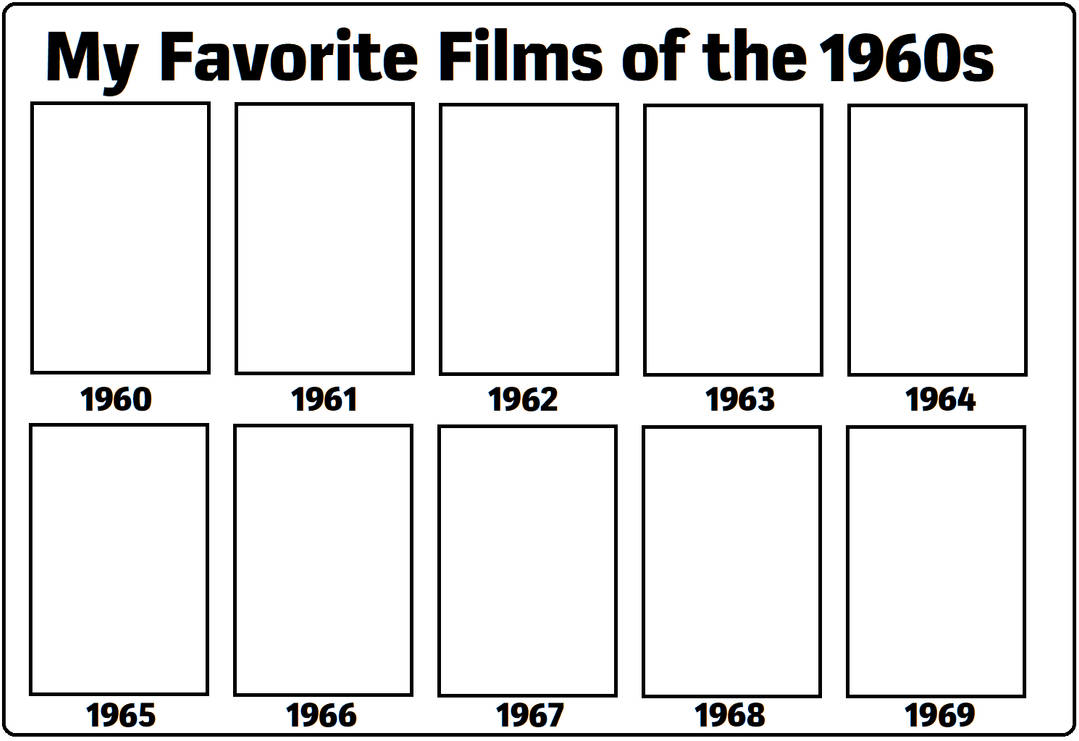 my favorite films of the 1960s Blank Meme Template