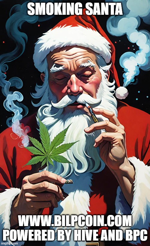 SMOKING SANTA; WWW.BILPCOIN.COM
POWERED BY HIVE AND BPC | made w/ Imgflip meme maker