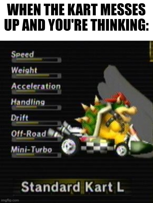 WHEN THE KART MESSES UP AND YOU'RE THINKING: | made w/ Imgflip meme maker