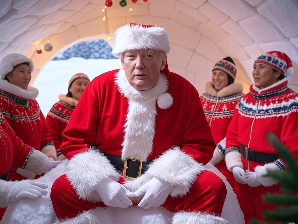 Donald Trump as Santa Claus in Greenland Blank Meme Template