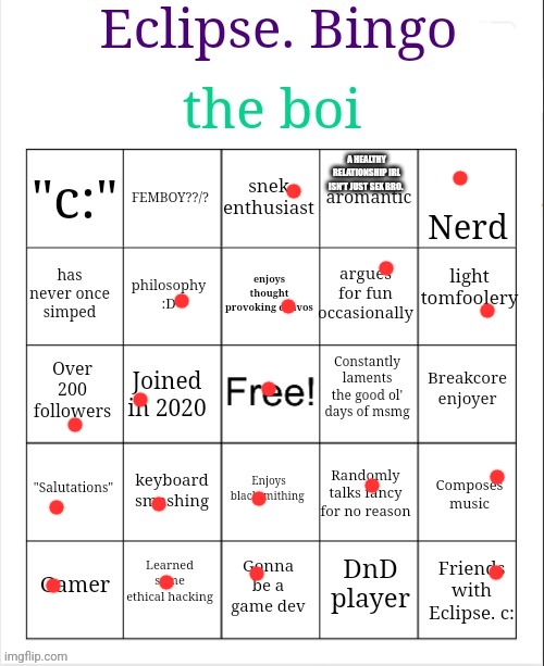 I'm not a snek enthusiast, I'm a snake enthusiast. I like COOL, BADASS SNAKES | A HEALTHY RELATIONSHIP IRL ISN'T JUST SEX BRO. | image tagged in eclipse bingo | made w/ Imgflip meme maker