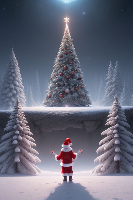 Santa and trees Blank Meme Template