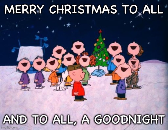 Charlie Brown Christmas  | MERRY CHRISTMAS TO ALL; AND TO ALL, A GOODNIGHT | image tagged in charlie brown christmas | made w/ Imgflip meme maker