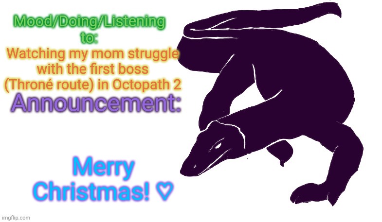 That route is VERY dirty. I just hope the hunter route isn't dirty. | Watching my mom struggle with the first boss (Throné route) in Octopath 2; Merry Christmas! ♡ | image tagged in violet monitor anno temp | made w/ Imgflip meme maker