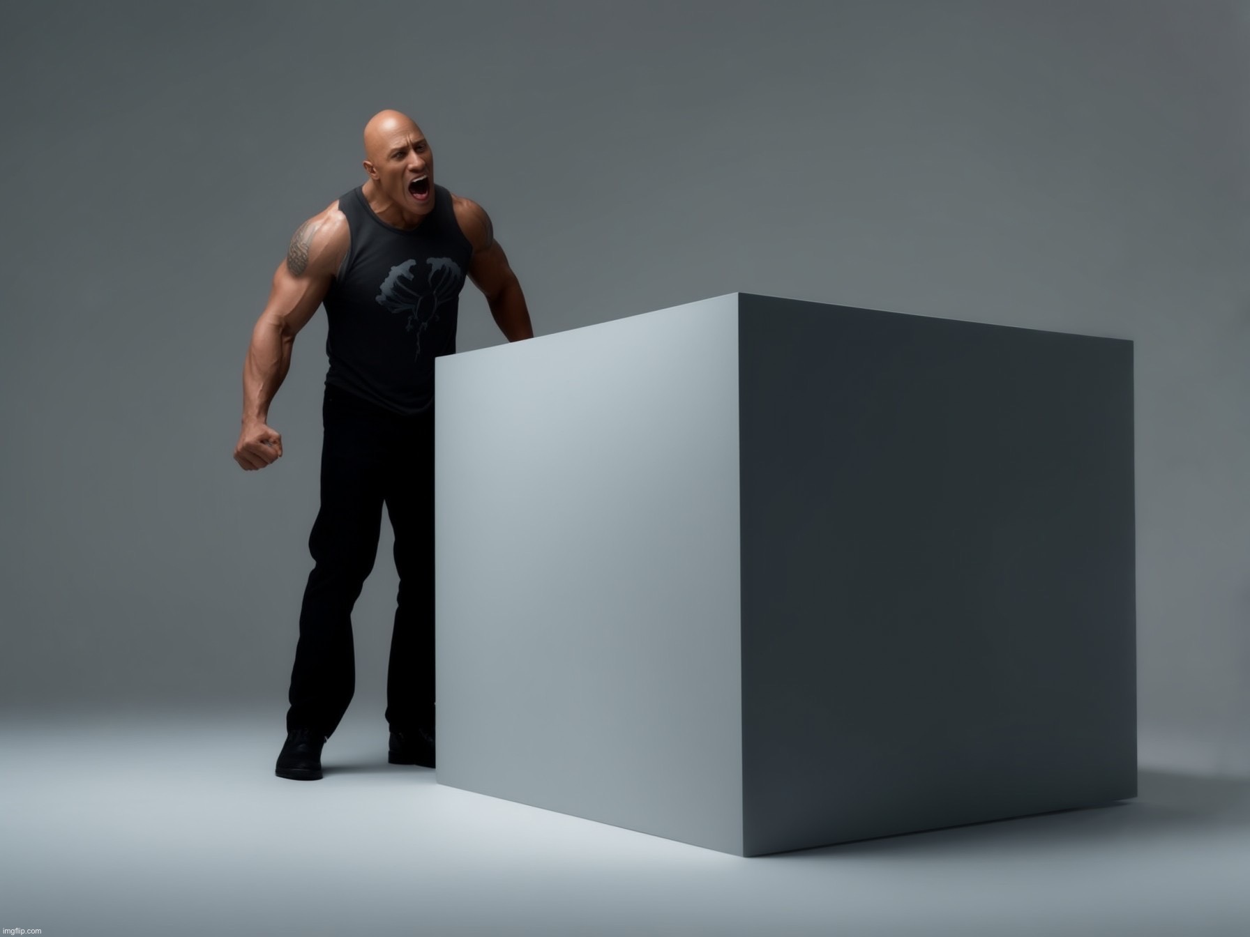 New template | image tagged in dwayne the rock johnson yelling at a cube | made w/ Imgflip meme maker