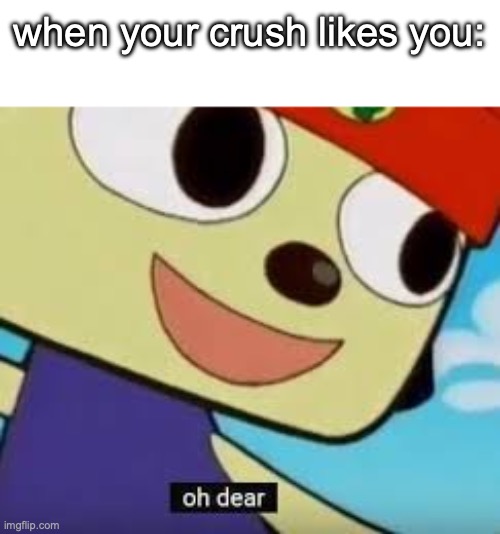 Parappa Oh Dear | when your crush likes you: | image tagged in parappa oh dear | made w/ Imgflip meme maker