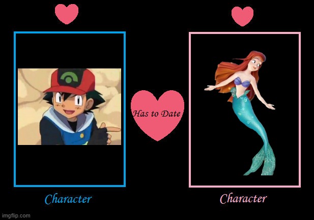 ash ketchum dates mermaid princess Blank Meme Template