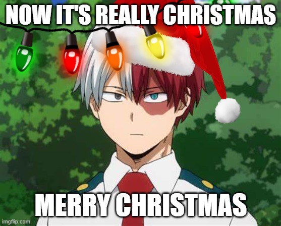 Merry Christmas. | NOW IT'S REALLY CHRISTMAS; MERRY CHRISTMAS | image tagged in todoroki shoto | made w/ Imgflip meme maker