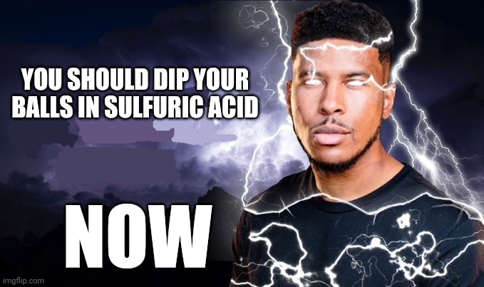 You should kill yourself NOW! | YOU SHOULD DIP YOUR BALLS IN SULFURIC ACID NOW | image tagged in you should kill yourself now | made w/ Imgflip meme maker