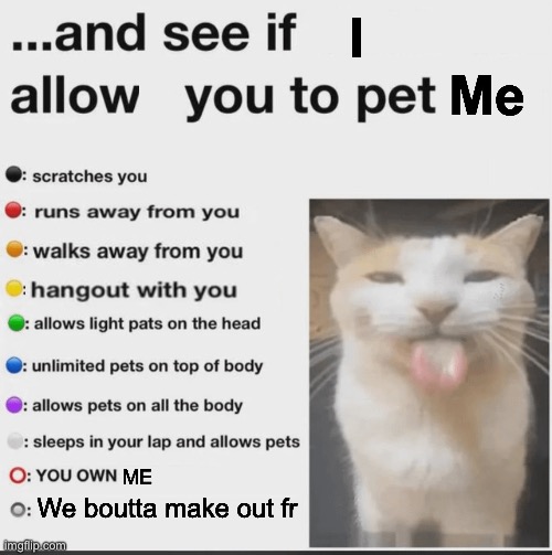 Idk flirt with me/pickup lines or something. Just say something and I’ll reply with a reaction | I
                 Me; ME; We boutta make out fr | made w/ Imgflip meme maker