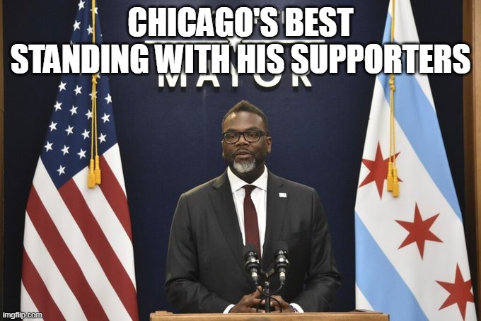 Chicago's Best standing with his supporters | CHICAGO'S BEST STANDING WITH HIS SUPPORTERS | image tagged in brandon johnson,politics,chicago,mayor,tom homan,chicago teachers union | made w/ Imgflip meme maker