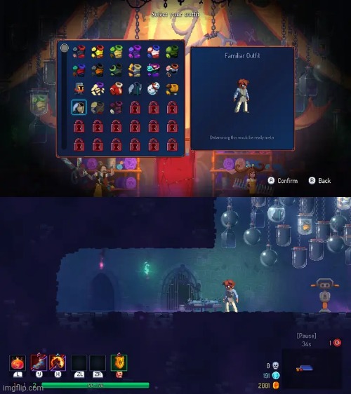 I got the Terraria Guide outfit! | image tagged in dead cells,gaming,video games,nintendo switch,screenshots,terraria | made w/ Imgflip meme maker