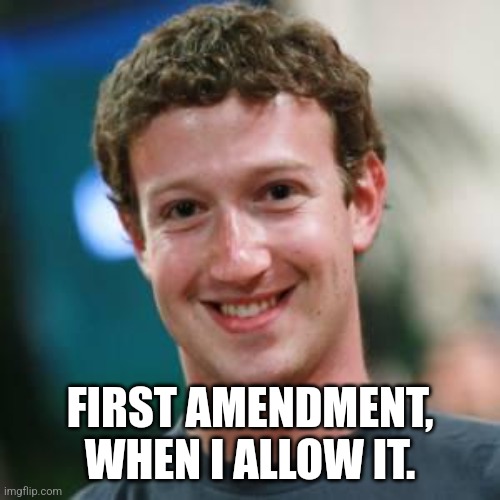 Mark Zuckerberg | FIRST AMENDMENT, WHEN I ALLOW IT. | image tagged in mark zuckerberg | made w/ Imgflip meme maker