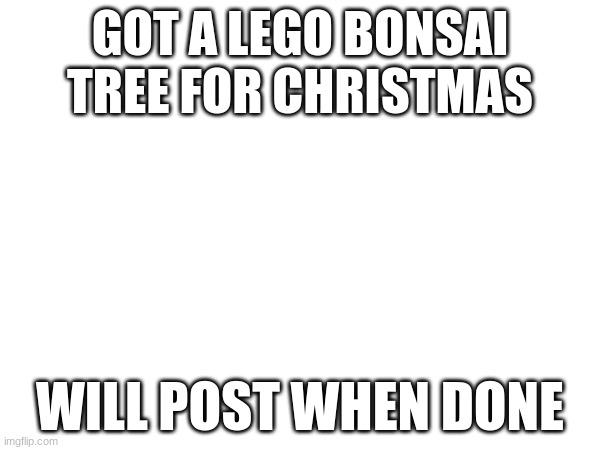 I get why people like doing bonsai now. It's relaxing. Plus, I don't have to water or trim this one. | GOT A LEGO BONSAI TREE FOR CHRISTMAS; WILL POST WHEN DONE | made w/ Imgflip meme maker