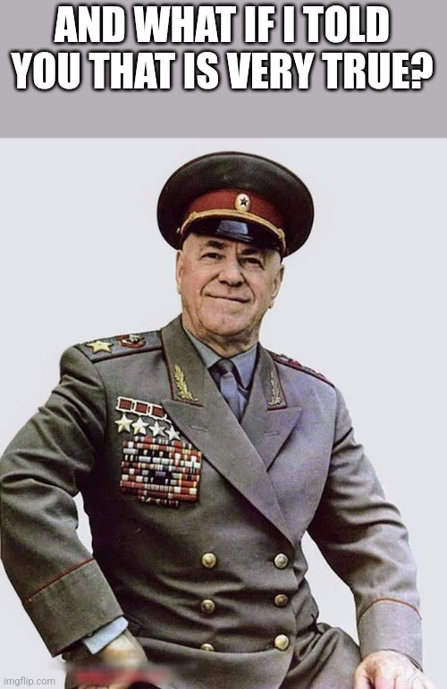 Field Marshall Zhukov | AND WHAT IF I TOLD YOU THAT IS VERY TRUE? | image tagged in field marshall zhukov | made w/ Imgflip meme maker