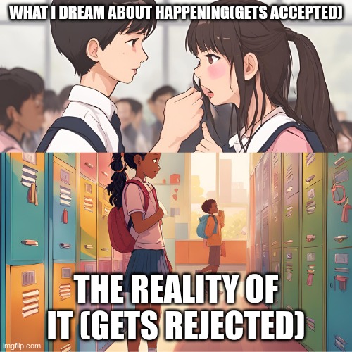 WHAT I DREAM ABOUT HAPPENING(GETS ACCEPTED); THE REALITY OF IT (GETS REJECTED) | made w/ Imgflip meme maker