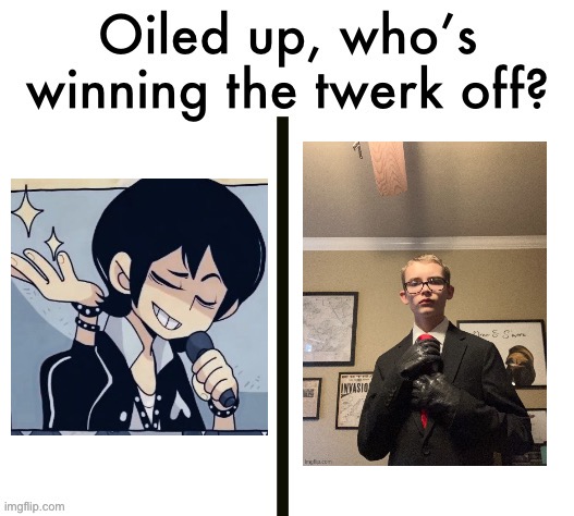 Oiled up, who’s winning the twerk off? | image tagged in oiled up who s winning the twerk off | made w/ Imgflip meme maker
