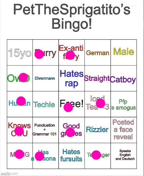 PetTheSprigatito’s bingo! | image tagged in petthesprigatito s bingo | made w/ Imgflip meme maker