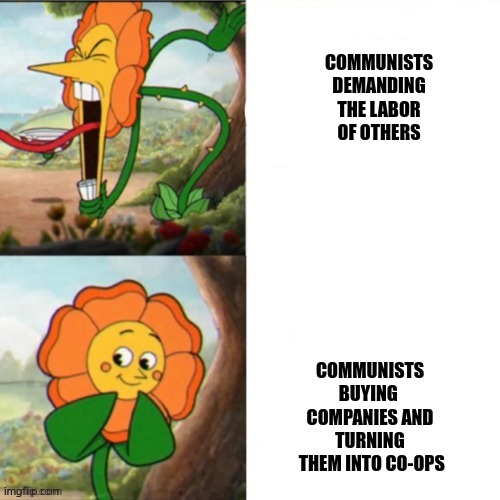 Sunflower | COMMUNISTS DEMANDING THE LABOR OF OTHERS; COMMUNISTS BUYING 
COMPANIES AND TURNING
 THEM INTO CO-OPS | image tagged in sunflower | made w/ Imgflip meme maker