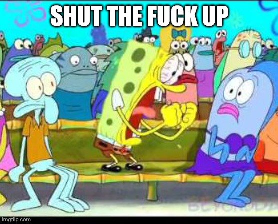 Spongebob screaming | SHUT THE FUCK UP | image tagged in spongebob screaming | made w/ Imgflip meme maker