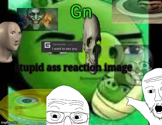 Stupid ass reaction image | Gn | image tagged in stupid ass reaction image | made w/ Imgflip meme maker