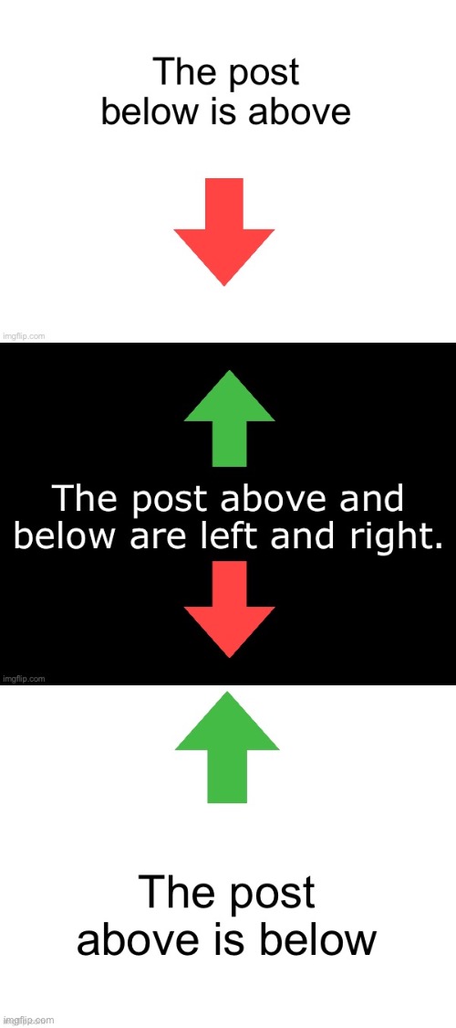 image tagged in the post below is above,the post above and below are left and right,the post above is below | made w/ Imgflip meme maker