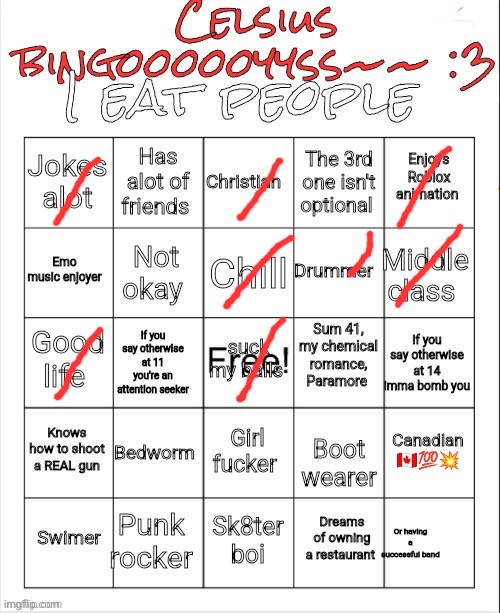 Celsius bingo | image tagged in celsius bingo | made w/ Imgflip meme maker