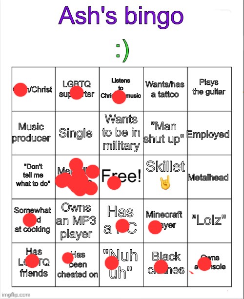 Ash's bingo | image tagged in ash's bingo | made w/ Imgflip meme maker