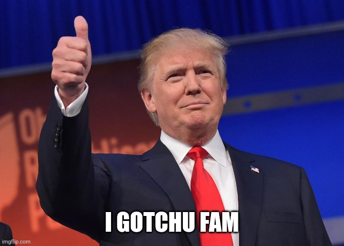 donald trump | I GOTCHU FAM | image tagged in donald trump | made w/ Imgflip meme maker