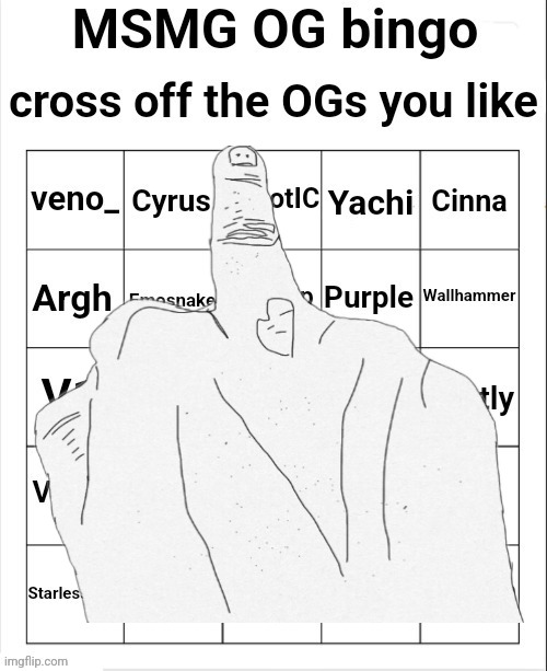 MSMG OG bingo | image tagged in msmg og bingo | made w/ Imgflip meme maker