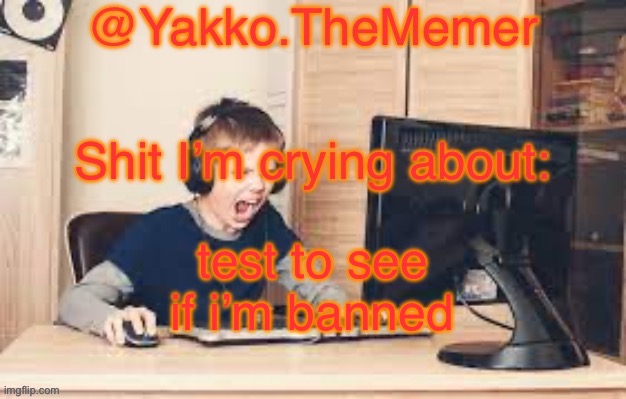 Yakko.The.Memer Announcement Template (made by Silver) | test to see if i’m banned | image tagged in yakko the memer announcement template made by silver | made w/ Imgflip meme maker