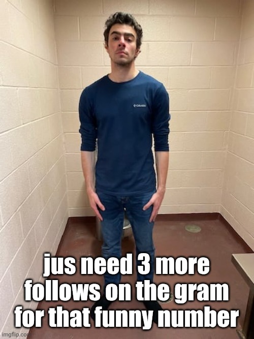 please do, i need to have a chance to get a sponsor from random brands (i need big money) | jus need 3 more follows on the gram for that funny number | image tagged in me hitting the hardest pose after pissing my pants | made w/ Imgflip meme maker