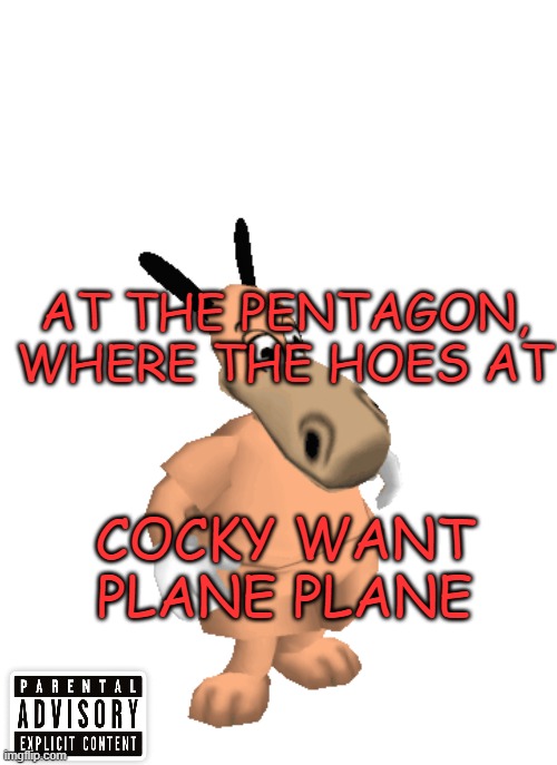 Racist Horse | AT THE PENTAGON, WHERE THE HOES AT COCKY WANT PLANE PLANE | image tagged in racist horse | made w/ Imgflip meme maker