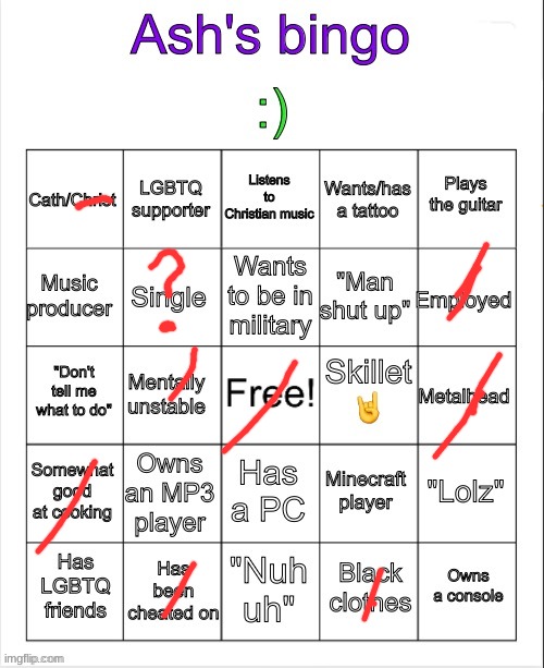 Ash's bingo | image tagged in ash's bingo | made w/ Imgflip meme maker