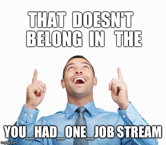 Wrong Stream | YOU_HAD_ONE_JOB STREAM | image tagged in wrong stream | made w/ Imgflip meme maker