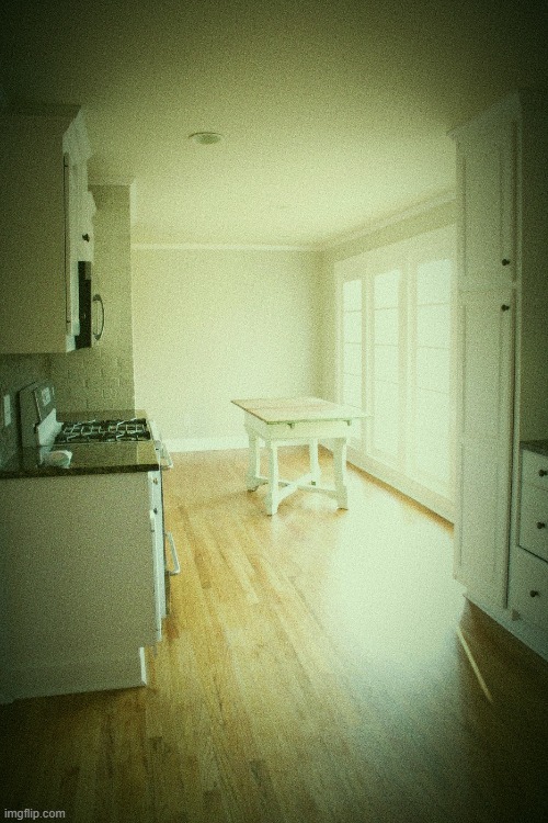 i got a stock photo of an empty house and i added spooky filters to it. this is just a look into my dark reality | made w/ Imgflip meme maker