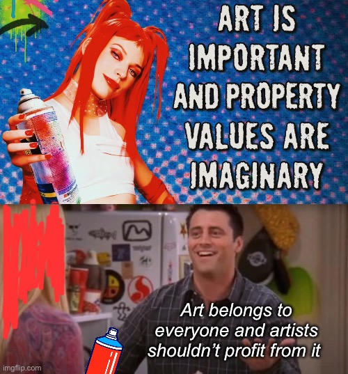 Art is a human right:) | Art belongs to everyone and artists shouldn’t profit from it | image tagged in phoebe and joy,politics lol,memes | made w/ Imgflip meme maker