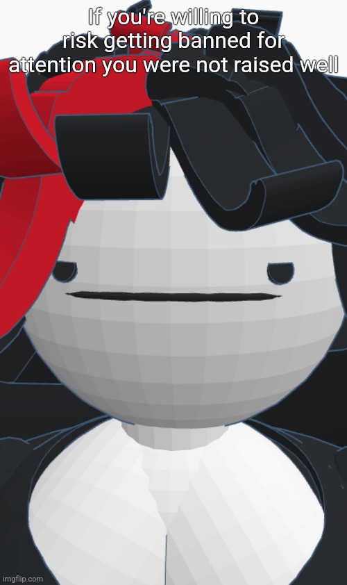 Claire disappointment | If you're willing to risk getting banned for attention you were not raised well | image tagged in claire disappointment | made w/ Imgflip meme maker