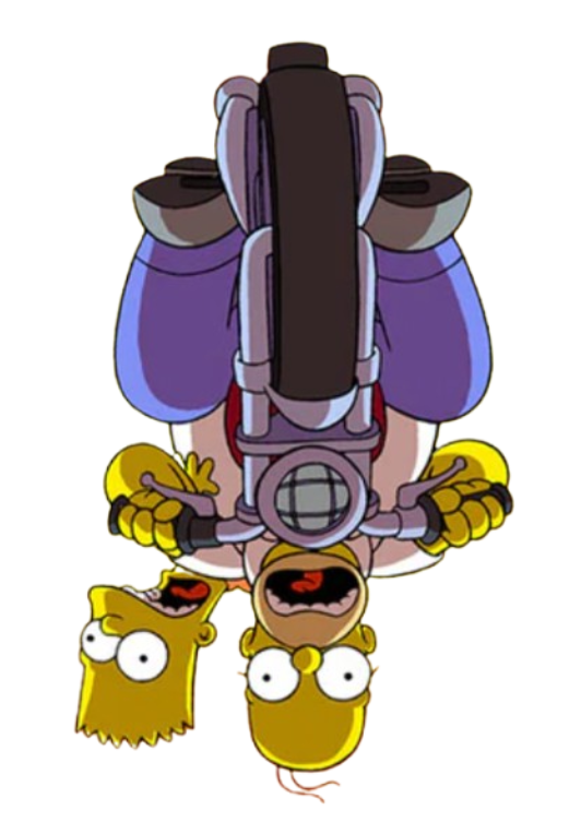 Homer And Bart Simpson, Motorcycle, Upside Down Blank Meme Template