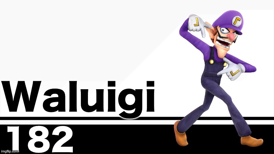 Smash Bros. Ultimate character card | Waluigi; 182 | image tagged in smash bros ultimate character card | made w/ Imgflip meme maker