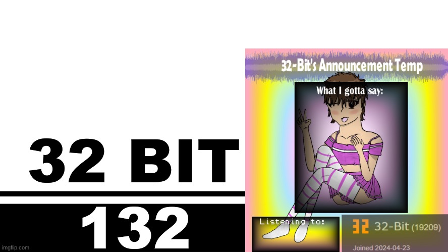 Smash Bros. Ultimate character card | 32 BIT; 132 | image tagged in smash bros ultimate character card | made w/ Imgflip meme maker