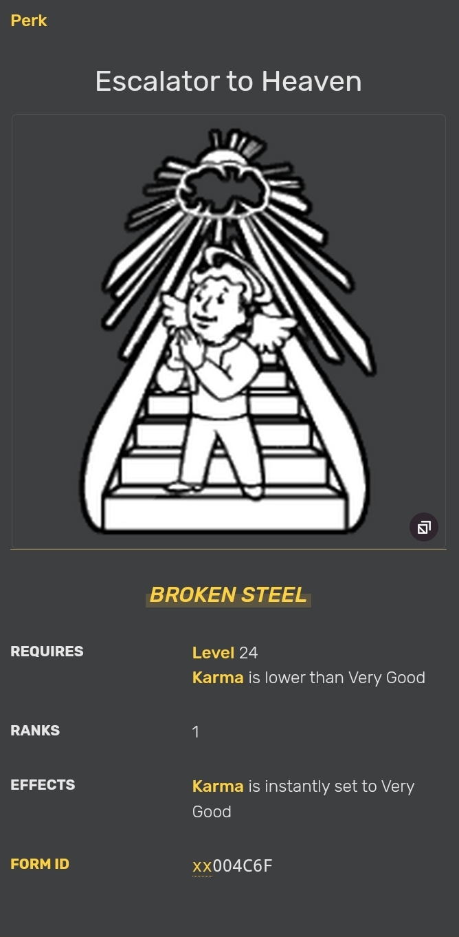 Fallout Perk | Escalator To Heaven Blank Meme Template