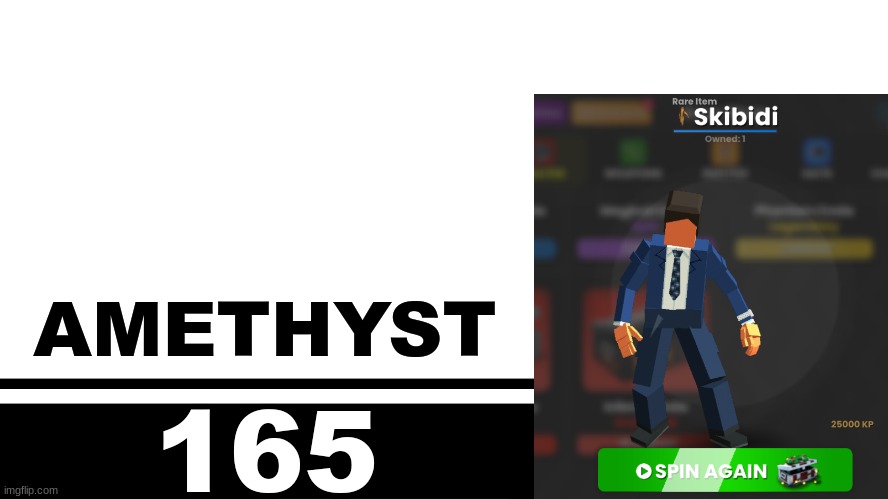 Smash Bros. Ultimate character card | AMETHYST; 165 | image tagged in smash bros ultimate character card | made w/ Imgflip meme maker