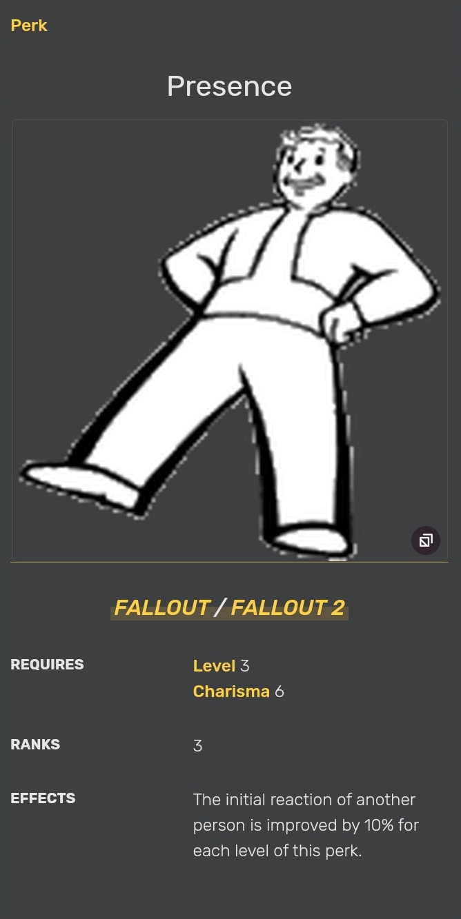 Fallout Perk | Presence Blank Meme Template